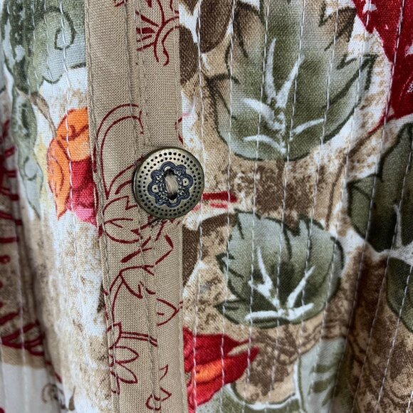 Alfred Dunner Floral Quilted Jacket Buttons Cotton Blend Womens SZ 12 Outerwear - Picture 4 of 11